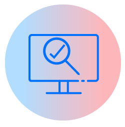 Magnifying glass on computer screen icon